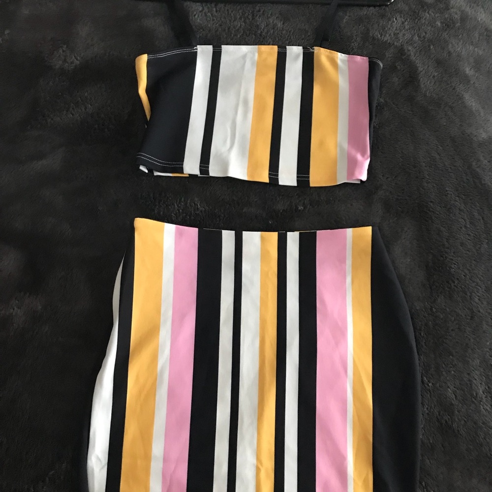 colorful body con two piece